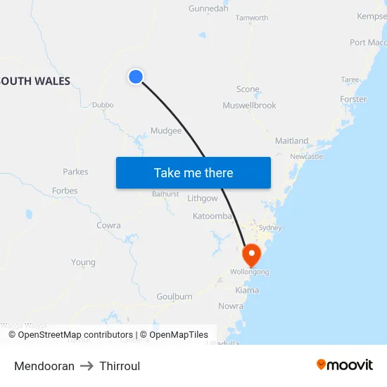 Mendooran to Thirroul map
