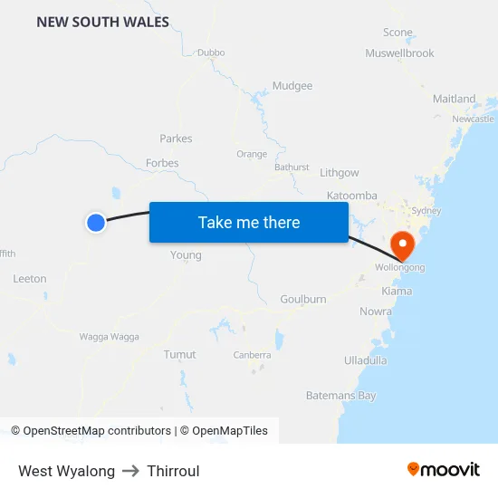 West Wyalong to Thirroul map