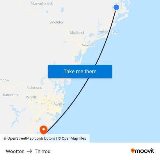 Wootton to Thirroul map