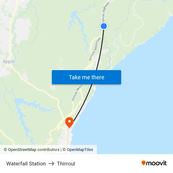 Waterfall Station to Thirroul map