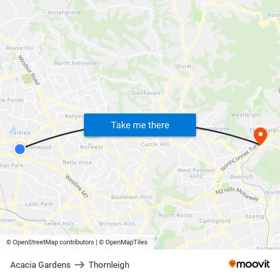 Acacia Gardens to Thornleigh map