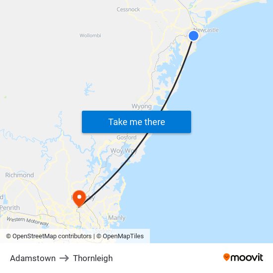 Adamstown to Thornleigh map