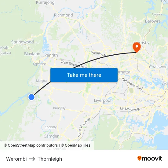 Werombi to Thornleigh map
