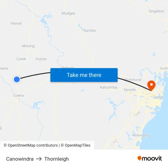 Canowindra to Thornleigh map