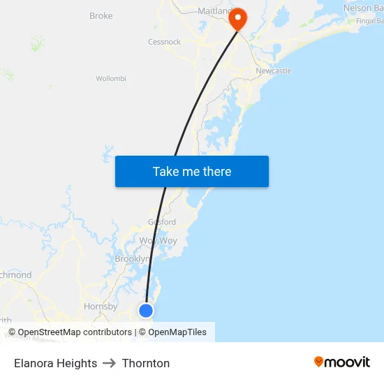 Elanora Heights to Thornton map