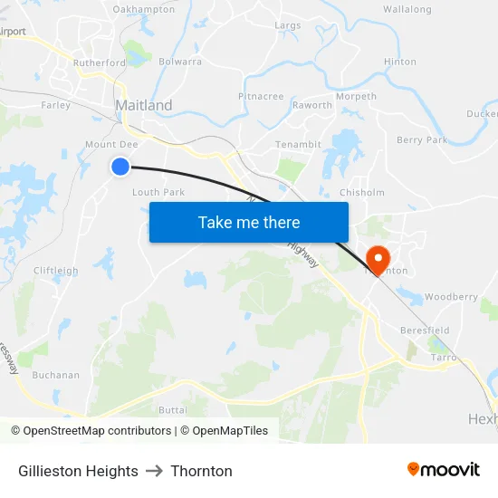 Gillieston Heights to Thornton map