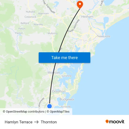 Hamlyn Terrace to Thornton map