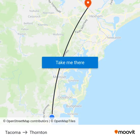 Tacoma to Thornton map