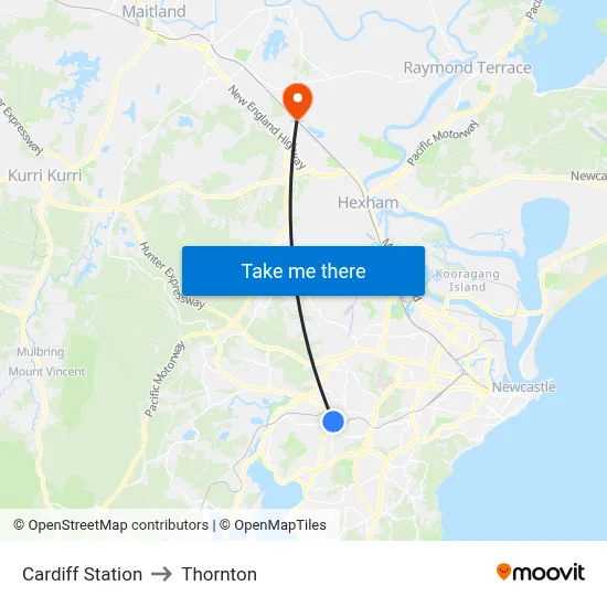 Cardiff Station to Thornton map