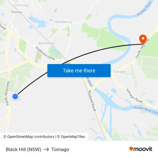 Black Hill (NSW) to Tomago map