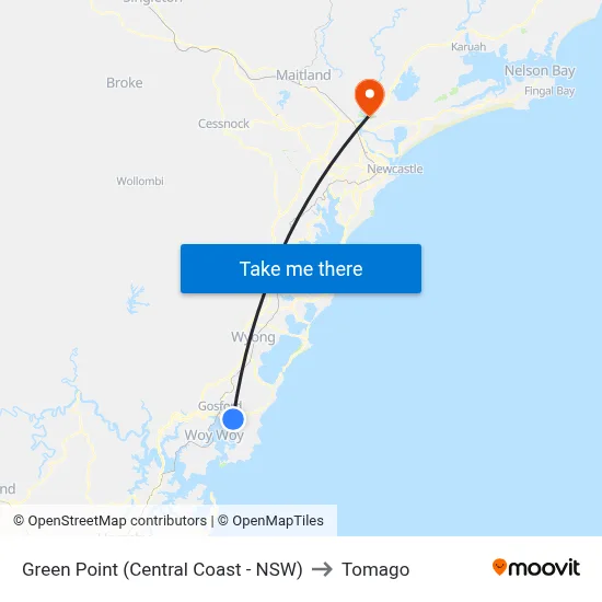 Green Point (Central Coast - NSW) to Tomago map
