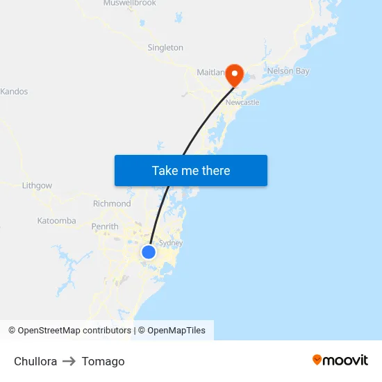 Chullora to Tomago map