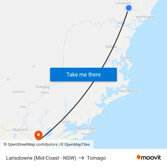 Lansdowne (Mid-Coast - NSW) to Tomago map