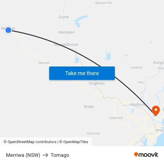 Merriwa (NSW) to Tomago map