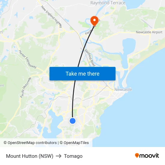 Mount Hutton (NSW) to Tomago map