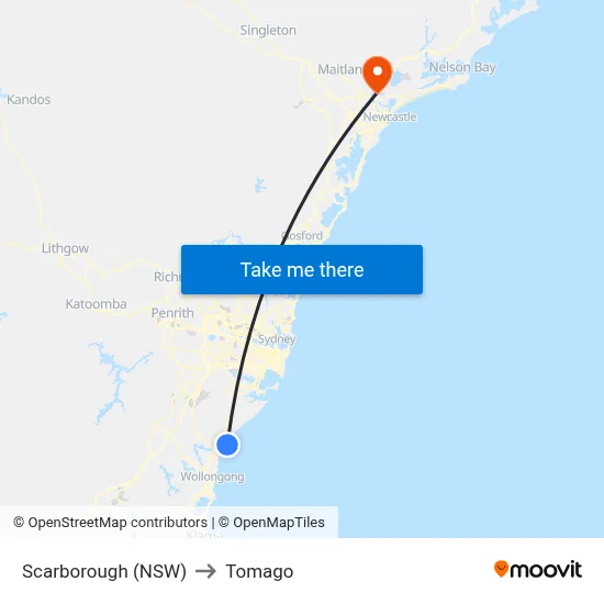 Scarborough (NSW) to Tomago map