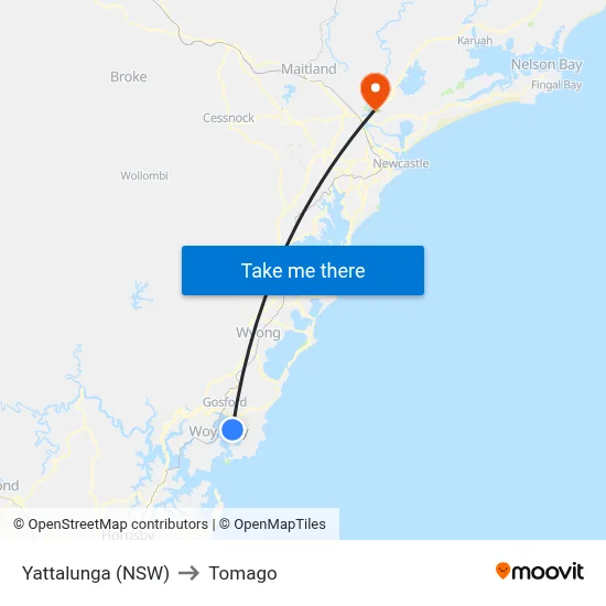 Yattalunga (NSW) to Tomago map