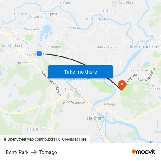 Berry Park to Tomago map