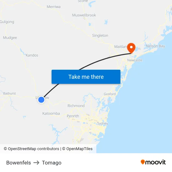 Bowenfels to Tomago map