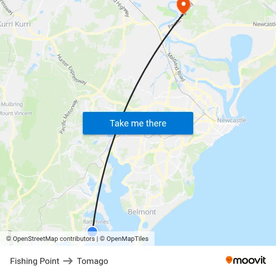 Fishing Point to Tomago map