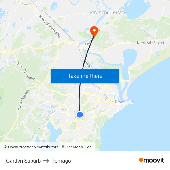 Garden Suburb to Tomago map