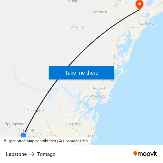 Lapstone to Tomago map