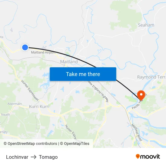 Lochinvar to Tomago map