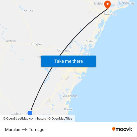 Marulan to Tomago map