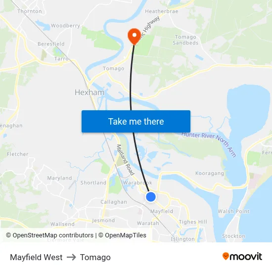 Mayfield West to Tomago map