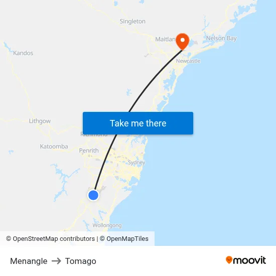 Menangle to Tomago map