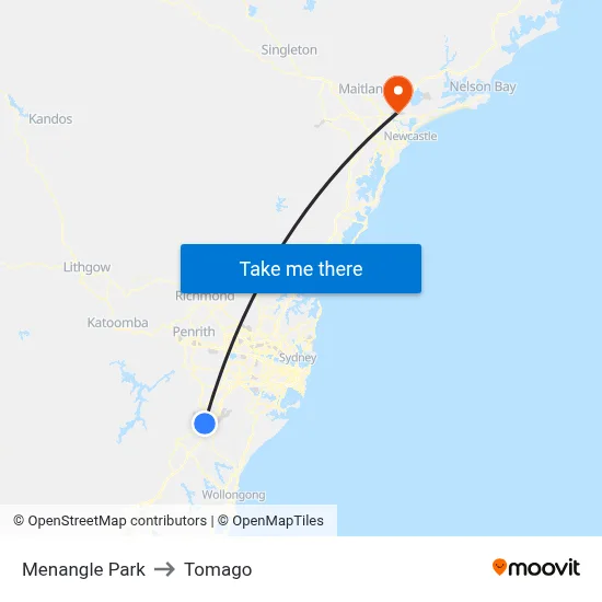 Menangle Park to Tomago map