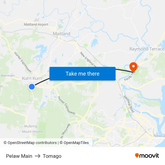Pelaw Main to Tomago map