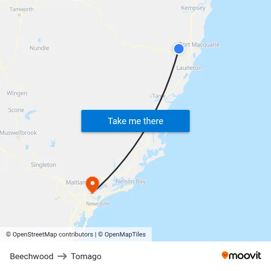 Beechwood to Tomago map
