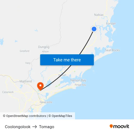 Coolongolook to Tomago map