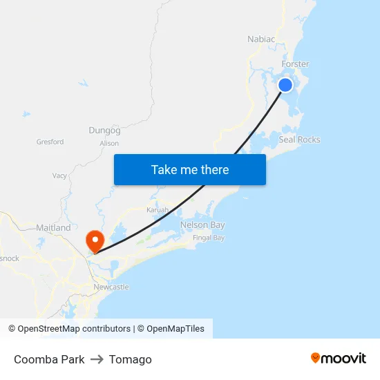 Coomba Park to Tomago map