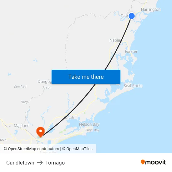 Cundletown to Tomago map