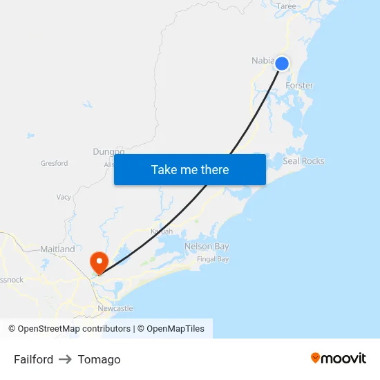 Failford to Tomago map