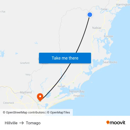 Hillville to Tomago map