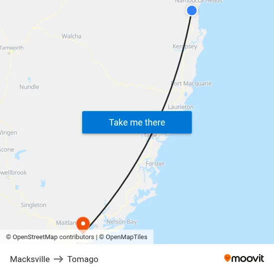 Macksville to Tomago map