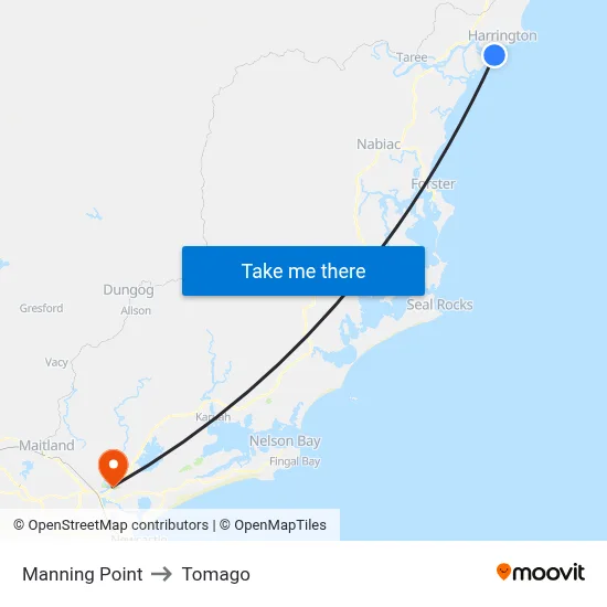 Manning Point to Tomago map