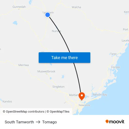 South Tamworth to Tomago map