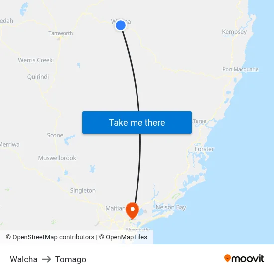 Walcha to Tomago map