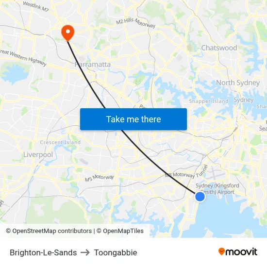 Brighton-Le-Sands to Toongabbie map