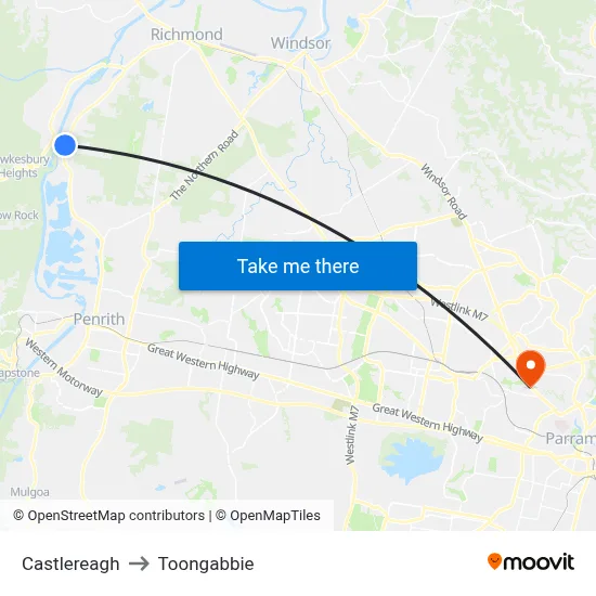 Castlereagh to Toongabbie map