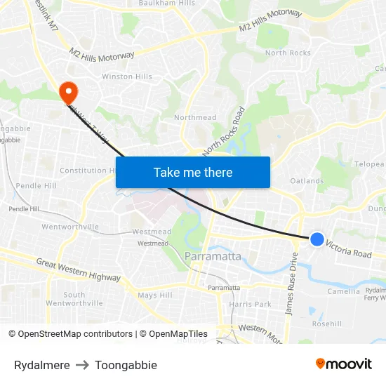 Rydalmere to Toongabbie map