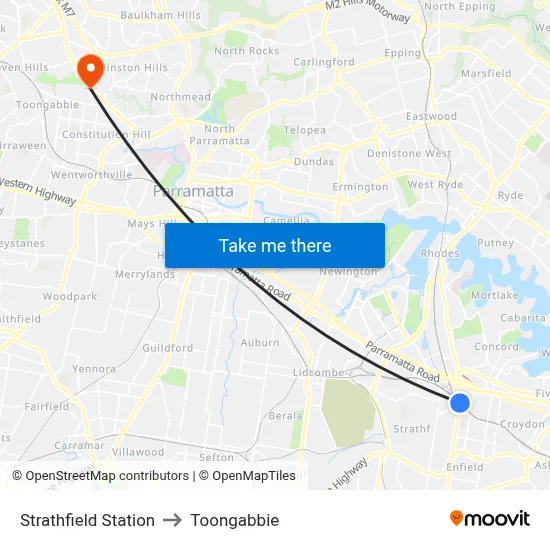 Strathfield Station to Toongabbie map