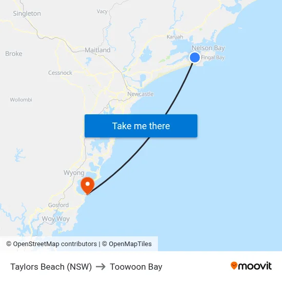 Taylors Beach (NSW) to Toowoon Bay map