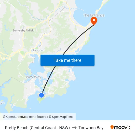 Pretty Beach (Central Coast - NSW) to Toowoon Bay map