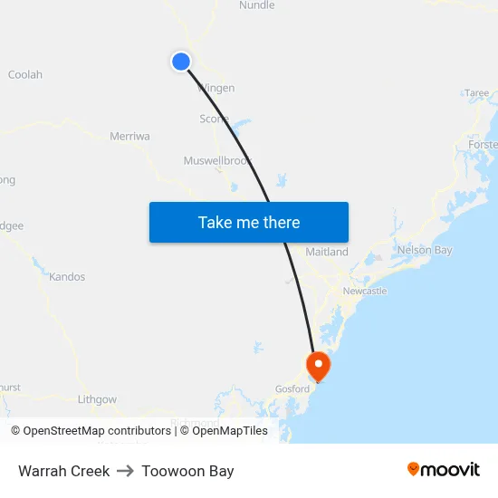 Warrah Creek to Toowoon Bay map