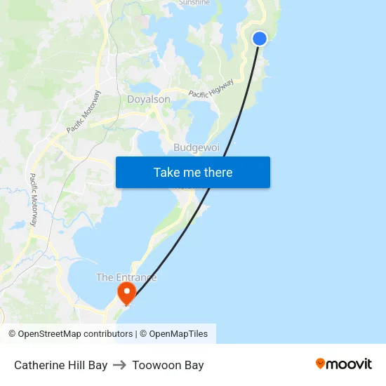 Catherine Hill Bay to Toowoon Bay map